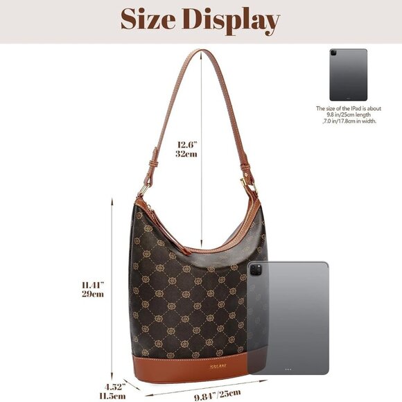 Hobo Tote Bag Women Vegan Leather Small Shoulder Purse Travel Office - Picture 5 of 6